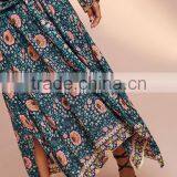 Boho Printed Long Sleeve Tie-Waist Details Frog Women Maxi Dress HSd5208 thumbnail-4