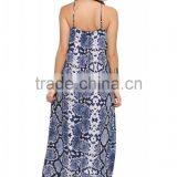 Ladies Fashion Spaghatti Straps Snake Skin Print Long Chiffon Maxi Dress thumbnail-4