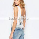 Sleeveless Women Knit Crochet Cross Back Blouse Tops thumbnail-1