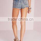 Women Ripped Hem High Waisted Denim Shorts Wholesale thumbnail-5