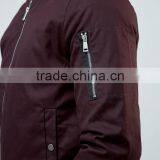 High Quality New Design Durable Zip Fastening Baseball Collar 100% Cotton Sweat Burgundy Casual Men Sport Solid Bomber Jacket thumbnail-3