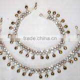 Gold cz BELLS Payal ANKLETS Feet Bracelet PAIR thumbnail-2