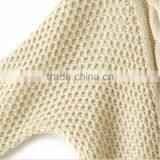 Apricot Cable Knitted Cotton Ladies Batwing Sleeve Pullover Knitted Sweater thumbnail-2