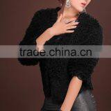 Promotion Price Black Woman Faux Fur Short Coat Lady Curly Sheep Fur Jackets thumbnail-3