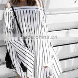 Runwaylover Oem Service White Black Stripe Fashion Vintage Dress thumbnail-1