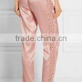 High Quality Custom Made Ladies Wearing Wholesale Silk-Blend Satin Pajama Decorated With Lace thumbnail-6