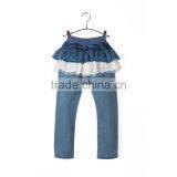 Latest Design Round Pocket Design Sky Blue Culottes Lace Kid Ruffle Dress Pants thumbnail-2
