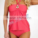 Halter Tankini Swimsuits Swimwear Red thumbnail-1