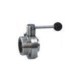 Sanitary DIN Thread Welded Butterfly Valve thumbnail-1