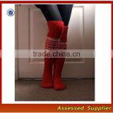 High Quality Knitted Red Patterned Acrylic Thigh High Winter Socks thumbnail-2