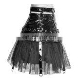 Gothic Fetish Punk Rave Black PVC Leather Skirt With Petticoat Q-307 thumbnail-2