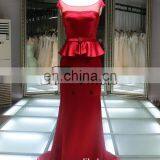 1A102 Red Sash Satin Flower Beaded Column Back See Through Evening Dress Prom Dress thumbnail-1