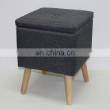 Reatai French Style Black Wood Frame Waiting Room Bench Footstool With Wood Legs thumbnail-2