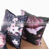 2019 Amazon Top Seller New Design Peony Flower Printed Black Cushion Cover Pillowcase thumbnail-3