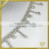 Silver Tone Crystal Necklace Chain Zircon Acrylic Glass Rhinestone And Brass Bridal Trim FC628 thumbnail-2