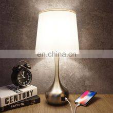 Modern Touch Control Dimming Vase Table Lamp With Double USB Rechargeable Night Table Lamp Bedroom Bedside Table Lamp