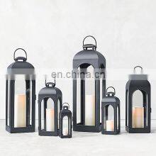 Glass Lanterns Customized Table Top Dinner Decorative Antique Stainless Brass Metal Garden Lantern Candle Holder Silver