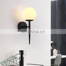 White Glass Ball Wall Lamp Modern Wall Mounted Light Antique Brass Wall Sconce Lighting for or Living Room Bathroom Bedroom Hall thumbnail-4