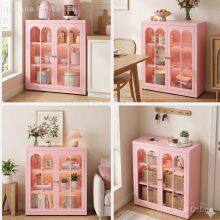 Slim 350mm Depth Metal Entryway Sideboard, Scratch-Resistant Steel Hallway Cabinet With Elegant Gold Handles thumbnail-5