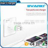 Universal 5V 2A EU AC Travel LED Light Dual USB Wall Charger for IPhone 6 6S for Samsung Galaxy S5 S6 S7 Cell Phones Adapter thumbnail-2
