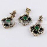 Stylish Precious Green Onyx & White CZ Jewellery Set, 925 Sterling Silver Jewellery, Handmade Silver Jewellery thumbnail-3