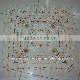 New Design Beaded Sheer Embroidered Organza Tablecloth With Tassels