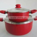 Hot Sale 4pcs Red Aluminum Non-stick Press Cooking Pasta Pot Stock Milk Pot Casserole thumbnail-1