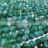 Polished Green Agate Natural Gemstone Striped Agate Round Beads thumbnail-1