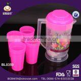 Lifestyle Plastic Pitcher With Lid And 4 Cups thumbnail-2
