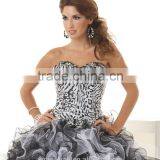 Classic Designer Ball Gown Sweetheart Black and White Sexy Leopard Western Quinceanera Dresses With Detachable Skirt CYQ-004 thumbnail-3