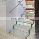 Indoor Glass Steps Straight Stairs With Laminated Glass Steps and Glass Partition thumbnail-1