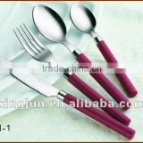 C1 Stainless steel cutlery set with plastic handle in Alibaba