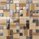 yellow and chocolate hand-painted ice crackle crystal glass mosaic