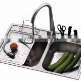 Brushed Finish Double Bowl Staniless Steel Kitchen Sinks thumbnail-3