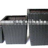 Square Plastic Woven Storage Basket Set of Three thumbnail-1