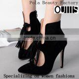 Suede Autumn Ladies Sandals With Tassels Women High Heel Shoes PF4404