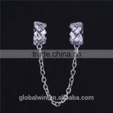 Wholesale Silver Charm Elegance Safety Chain With Crystal Stone Large Hole 925 Sterling Silver Safety Chain DIY Pendant Charm thumbnail-1