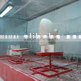 Glazing spray booth with water-curtain for sanitaryware products