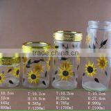 Glass Cookie Jar With Printing Sun Flower thumbnail-2