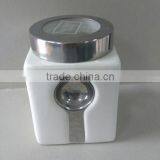 Plain White Ceramic Square Storage Jar With Spoon & Silicone Lid