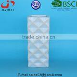 Tall Geometry Square Ceramic Vase White Glazed With Wash thumbnail-2