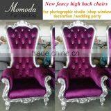 YM01Throne Chair - Queen Chair Upholstered in Luxurious Tufted Purple Velvet thumbnail-5