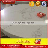 White Calacatta Gold Marble Surface Quartz Stone Round Dining Table Top thumbnail-1