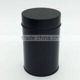Plain Black Round Tea Tin Box With Inner Lid