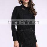 2014 New Arrival Ladies Asymmetrical Zip Long Coat Fashion Design Winter Overcoat thumbnail-3
