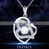 Popular Girl Fashion Girls Dainty Double Heart Pendant Necklace With AAA Zircon thumbnail-4