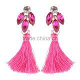 Bohemian Jewelry Rhinestone Gems With Long Colorful Tassel Charms Earrings for Women thumbnail-4
