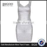 MGOO 2015 Gold Supplier Dress Customized Silver Bandage Dress With Cap Sleeves Fashion Designing Clothes H286 thumbnail-4