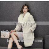Women's Long Design Suit Collar Turn-down Collar Trench Cashmere Overcoat Fur One Piece Sheep Shearing Wool Outerwear thumbnail-2