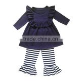 Ruffle Baby Clothes Wholesale Boutique Childrens stripe ruffle cotton Clothing Girls Fall Clothes